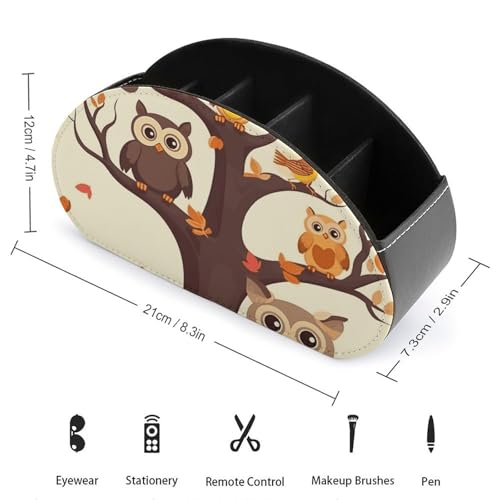 Idée cadeau déco avec ce support télécommande imprimé hiboux et arbre à café