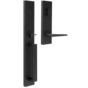 Weslock Xanthis Single Cylinder Entry Handle Set with Philtower Lever Keyed Handleset, Matte Black