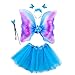 Produktbild 4-teiliges Feen-Kostüm-Set für Mädchen, Regenbogen-Flügel, drei Lagen, Tüll, Tutu, Rock, Kleid, Zauberstab, Stirnband für Prinzessinnen, Cosplay, Party, 38 Jahre Gr. One size, 3