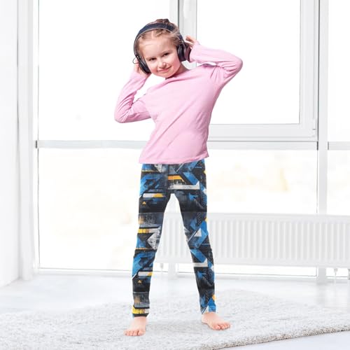 Boccsty Graffiti Angular Shapes Blue Girls Leggings Kids Yoga Pants Dance Active Tights 4T4
