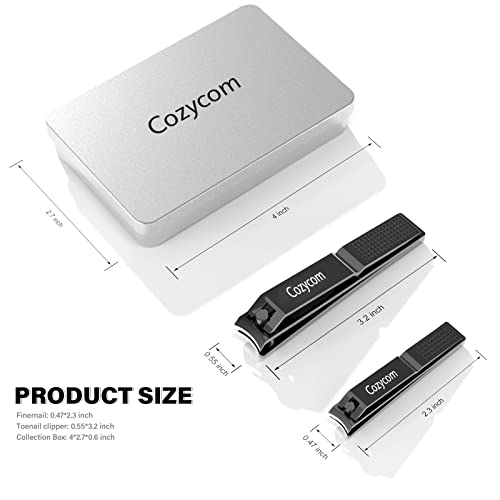 Cozycom Nail Clippers Set, Stainless Steel Fingernail And Toenail Clipper Nail Cutter, Nail Clippers With Visibly Tin Case For Adult Man Woman (2Pcs) #TOP5