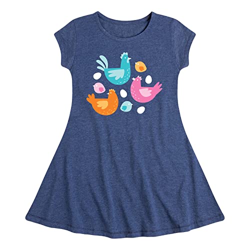 Instant Message - Colorful Chickens - Toddler & Youth Girls Fit & Flare Dress - Size 2T