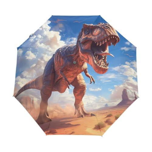 Parapluie automatique coupe-vent et pliable au motif dinosaure en colère