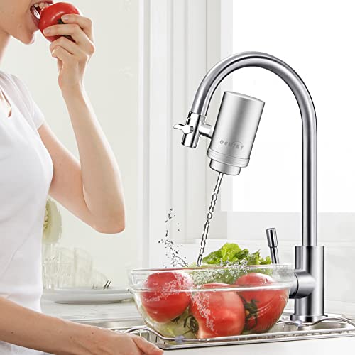 Oemiry Nsf/Ansi 42 Certified Faucet Water Filter, Stainless Steel Faucet Water Filter For Kitchen Sink, Reduces 99.99% Lead, Chlorine, Heavy Metals, Bad Taste & Odor (2 Filters Included) #TOP3
