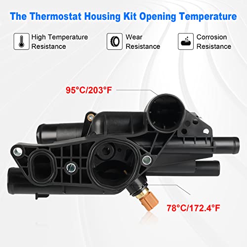 WMPHE Engine Coolant Thermostat Housing Assembly Replacement for 256002G600 Compatible with 2008-2010 Hyundai Sonata/Kia Rondo, 2009-2010 Kia Optima 2.4L - Thumbnail 7
