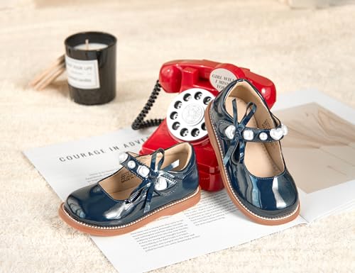Image of GINFIVE Toddler Girls Dress Shoes Little Kids Flats School Mary Janes Shoes