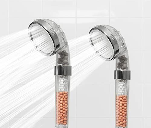 Aquadon Shower Hero 2 Stk. – wassersparender Filter-Duschkopf mit Mineralsteinen – Duschbrause mit 3 Wasserstrahl-Einstellungen – druckerhöhender Sparduschkopf mit Filter-Funktion