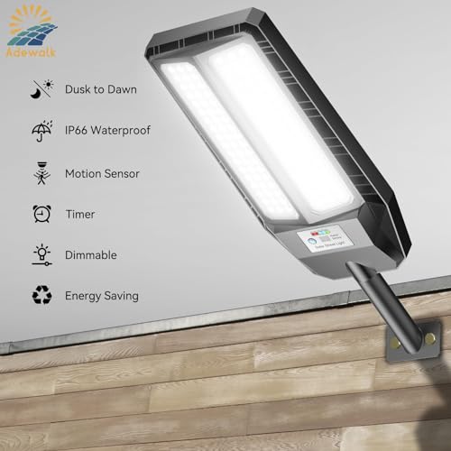 Image of Adewalk Solar Lights Outdoor - Convex Lens Solar Flood Lights, Dusk to Dawn, IP66 Waterproof Solar Street Lights Outdoor, Solar Security Lights with Motion Sensor and Remote for Yard, Patio, 2PACK