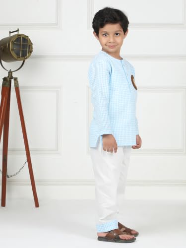 Image of POLKA TOTS 100% Cotton Traditional Nightwear Kurta Pyjama Set | Unisex Night Dress for Kids Girls & Boys | Summer Night Suits for Kids | Ethnic Indian Nightsuit | Cotton Night Suit Combo Set for Baby