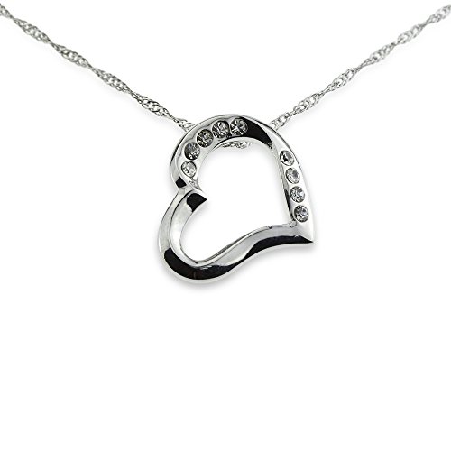 Silver Heart Necklace Crystal Pendant Fashion Designer Jewelry Best Gift for Mother's Day Anniversary