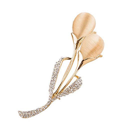 Daisy Jewelry Womens Elegant Flower Floral Bridal Wedding Bouquet Brooches Imitation Cats Eye Brooch Pins (Tulips Flower)