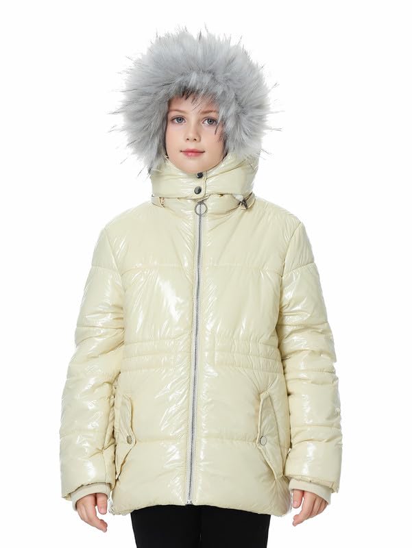 Girls Winter Coat Fleece Lined Jacket with Detachable Hood Warm Parka Comfy Puffer Outwear4