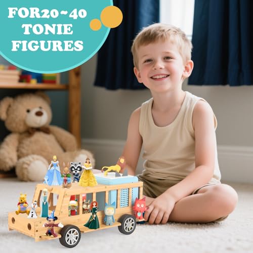 Image of Bus for TonieBox 1 /2Shelf Storage Holder for Tonies Figures, Car Organizer for Tony Box Display for 35 Tonie Characters(with 35Pcs DIY Magnetic Adhesive Metal Plate) for Children