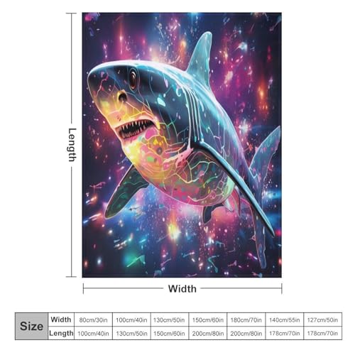 Couverture requin en flanelle plaid doux 150x200 cm pour lit et canapé
