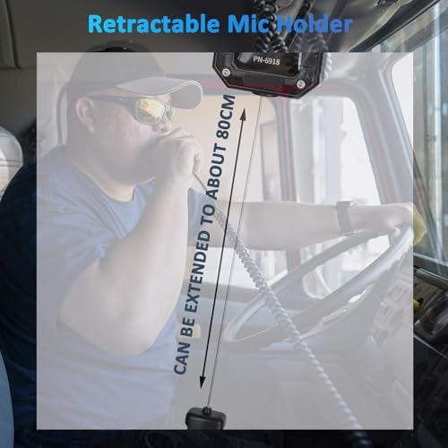 Image of Retevis MB1 CB Radio, with Retractable Microphone Holder, Magnetic Antenna, Cigarette Lighter Plug, Full Complete CB Radio kit for Trucker