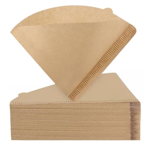 100 Count Cone Coffee Filters for 2-4 Cup Brewers Unbleached Disposable Natural Chemical-Free Paper Size V02 Number Compatible with Conical Shaped Pour Over Coffee Dripper and Drip Coffee Maker