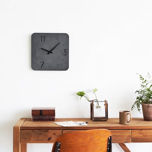 [PJ Collection] 12-Inch Cement-Accent Wood Clock, Cement Color Wood Clock,