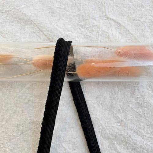 Yalulu 20 Yards Velvet Piping Bias Tape, 10mm Piping Trim with Cord, Lip Cord Trim for Sewing Clothing Upholstery Trimming (Black)