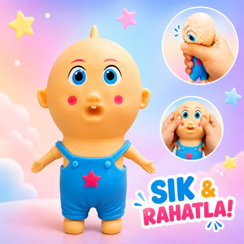 Squishy Bebek Oyuncak Duyusal Anti Stres Sık Bırak Figür, Yumuşak ve Esnek Yapı, El Becerisi Geliştirici, Çocuk ve Yetişkin, Rahatlatıcı Deneyim, Bebek Figür Tasarımı