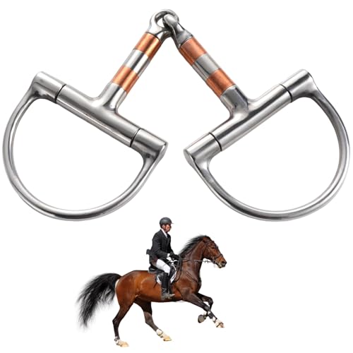 Training Snaffle Horse Bit with Copper Roller, Stainless Steel D-Rings, Soft-Flex Center, Perfect for Control and Learning