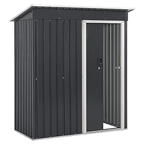 Juskys Metalen gereedschapsschuur S met 1,4 m², lessenaarsdak, schuifdeur en funderingsframe – 161 x 86 x 181 cm gereedschapsschuur tuinhuis schuur klein – antraciet