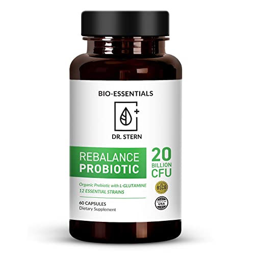 Rebalance Probiotic Supplement - Dr. Ian Stern Formulated - For Superior Digestion & Immunity – W/Organic Prebiotic & L-Glutamine - 20 Billion Cfu - 60 Capsules #TOP18