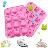 2 Pack Easter Bunny Silicone Mold Rabbit Carrot Cake Decoration Dessert DIY for Chocolate Candy Jelly Pudding Baking Molds,Resin Mold Non Stick