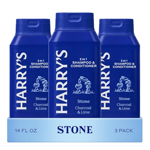 Harry's Men's 2 in 1 Shampoo and Conditioner for All Hair Types - New Stone Scent - (3 Pack) 14 fl oz - No Parabens or Sulfates