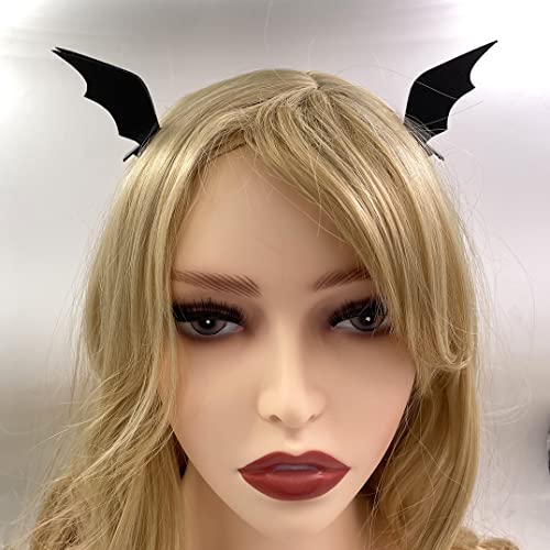 2Pairs Batwing Hair Clips Left & Right Cute Evil Wing Hair Clips Halloween Costume Women Girls Hair Accessories, 1Pair Red + 1Pair Black #TOP6