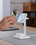 ESR 2 in 1 Magsafe Charger Stand, Wireless Charger Stand for iPhone [Certified], Magsafe Wireless Charging for Multiple Devices iPhone 17e/17/16/15/14/13/12, Apple Watch& AirPods 4/3, White