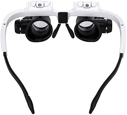 Prenine Headband Glasses Magnifier Magnifying Glass with LED Lights 8X 23X Illuminated Magnifier Loupe Watch Repair Lamp [Energy Class A]