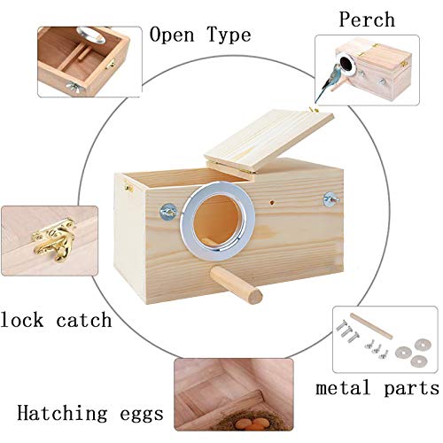 Kathson Parakeet Nest Box Budgie Nesting House Cockatiel Breeding Parrots Mating Box For Lovebirds Large And Medium-Sized Birds thumb #1