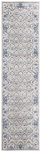 SAFAVIEH Traditional Rug for Living Room Dining Room, Bedroom - Brentwood Collection, Short Pile, in Light Grey and Blue, 61 X 244 cm - Image 3