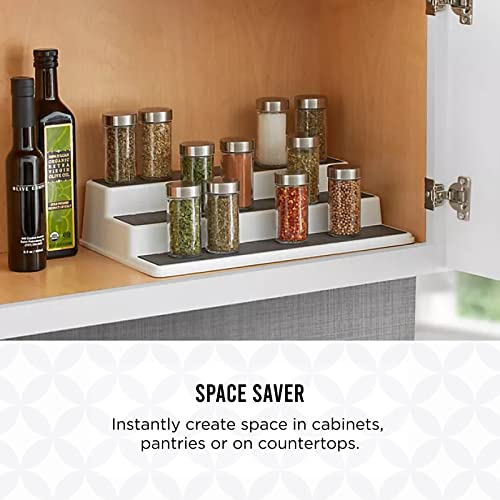Copco Non-Skid 3-Tier Spice Rack Organizer for Cabinet - 10 Inch Kitchen Pantry Organizer with Raised Rims, White and Gray Step Shelf for Spices, Cans, Jars - Easy Clean Storage Solution by Copco - Image 6