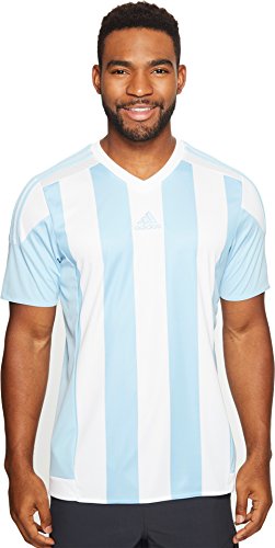 Adidas Mens Adidas Soccer Men's Striped jersey, Clear Blue/White, X-Large