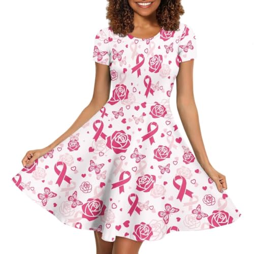 Image of AFPANQZ Womens Casual Summer Lightweight Vintage Dress Short Sleeve Midi Dress Knee-Long Luxury Formal Dress