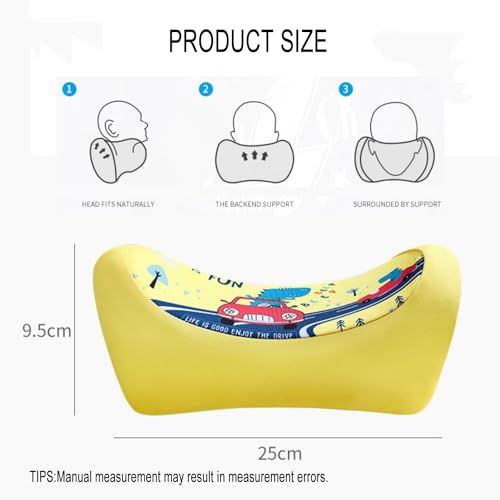 Image of Kwak's Car Headrest Pillow,Adjustable Car Neck Pillow,Head Support for Car Seat, Car Pillow for Kids and Adults-Road Trip Essentials (Dinosaur Yellow)