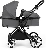 Ickle Bubba Atom All-in-One i-Size Travel System, 3-in-1 Pushchair with Cirrus Car Seat & ISOFIX Base, Suitable from Birth to 22kg, Compact & Lightweight Pram – Graphite Grey