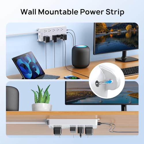 Image of TROND Surge Protector Power Strip, Flat Plug 15ft, 4000J, ETL Listed