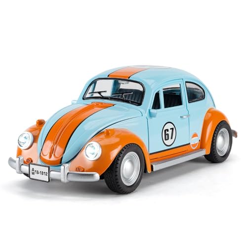 Image of 1:18 Beetle Toy Car Vintage Car Die Cast Metal Model Cars with Light Sound Pullback Openable Door Cars Toy