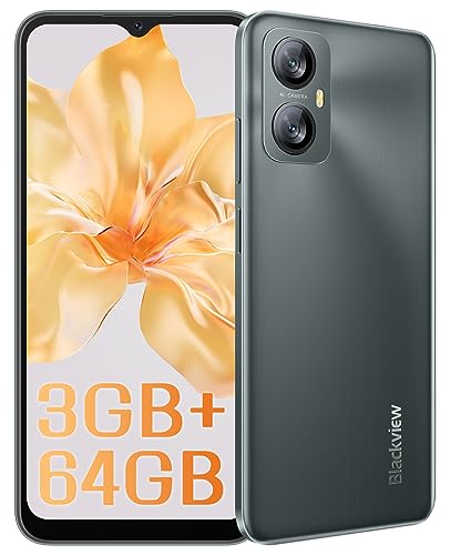Blackview A52 Mobile Phones(2023), Android 12 Smartphone, 5180mAh, 3GB+64GB/1TB, Octa-Core, 13MP+5MP, 6.52 inch HD+ IPS Screen, 4G Dual Sim Free Unlocked UK, Face & Fingerprint Unlock - Black