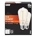 Feit Electric ST19 Vintage Edison LED Light Bulb, 40W Equivalent, Dimmable, 2700K Soft White, E26 Base, Clear Glass Thin Filament Lighting Bulbs, 15,000-Hour Lifetime, ST1940/927CATFIL/2, 2 Pack