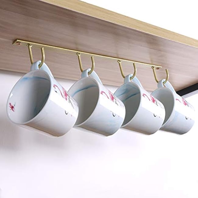 3pcs Mug Holder Under Cabinet,Coffee Mug Drying Rack Under Shelf,Coffee Cup Hanging Hooks Cooking Tools Hanger with 4 Hooks for Kitchen and Bar,Black