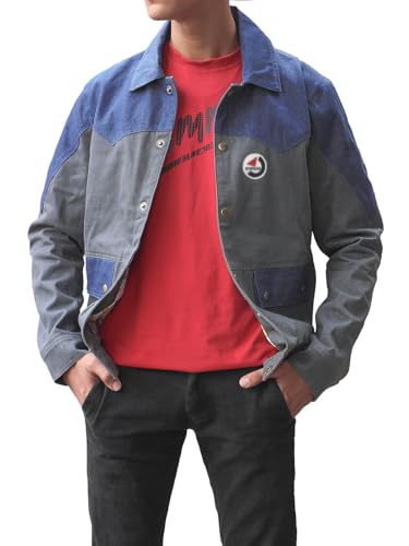 Marty Back to the Future Mcfly Men Blue Denim Jacket - Grey And Blue Jean Jacket4