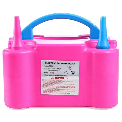 Image of Play Nation Premium High Power Electric Balloon Inflator, Portable Dual Nozzles Balloons Air Pump for Balloon Arch, Ideal for Birthday, Anniversary & Other Celebrations, Party Accessory, Blue & Pink