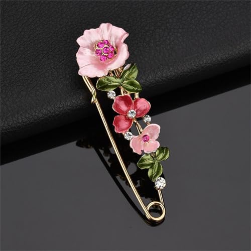 Image of Crystal Flower Brooch Sweater Shawl Brooch Collar Safety Pin Stylish Chic Multi-colored Tulip Flower Pin Rhinestone Enamel Brooch Wedding Party Accessories Jewelry for Women