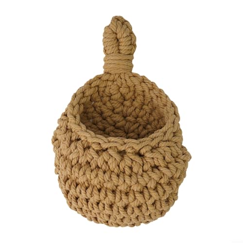 Bulevisiter Cesto portaoggetti da parete, realizzato a mano, porta verdure, frutta, patate, fatto a mano, in corda di iuta e cotone, organizer da appendere per frutta e verdura (A(14 x 21,5 cm)