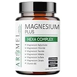Magnesium Complex 60 Capsules with | Bisglycinate | Chloride | Taurat | Sulfate | Citrate | Malate | Vitamin B6 Complex | by Aromel