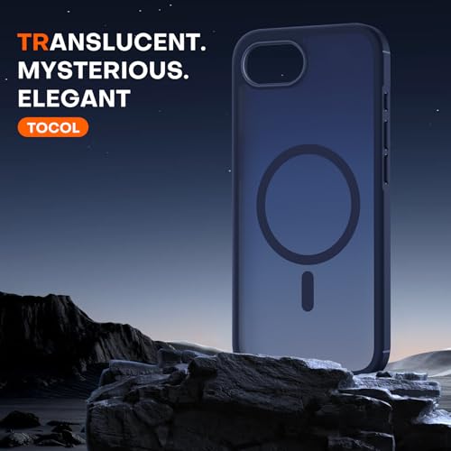 Image of TOCOL for iPhone 17e Case, Compatible with Magsafe, Military Drop Protection, Slim Translucent Matte Shockproof for iPhone 17 e Case 6.1 inch (Dark Blue)
