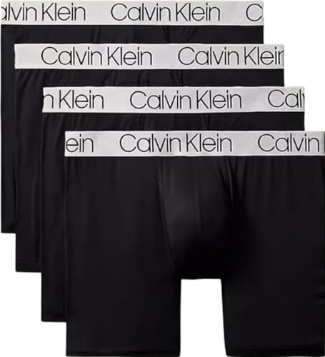 Calvin Klein Men's Microfiber Chromatic 4-Pack Boxer Brief (US, Alpha, Medium, Regular, Regular, Black/Black/Black/Black)